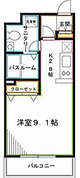 栗山ビレッジ 1Kの間取図画像