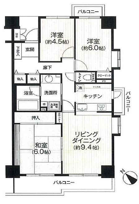 3LDK 間取り