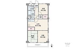 川名ダイヤハイツA棟 3LDKの間取図画像
