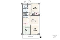 川名ダイヤハイツA棟 3LDKの間取図画像