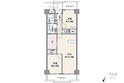 杁中スカイタウンA棟 2LDKの間取図画像