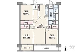 平針原住宅1号棟 3LDKの間取図画像