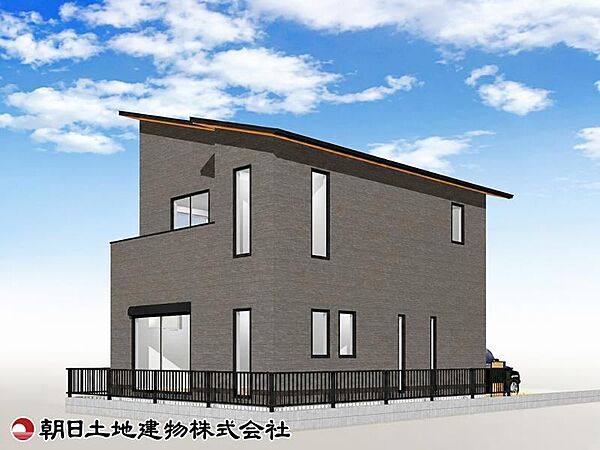（参考プランの外観イメージ）建物に囲まれる事なく、開放的な住まいが叶う立地条件です。
