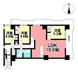 シャトー尾頭橋 3LDKの間取図画像