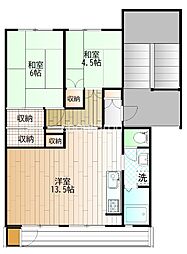 田園ハイツ川越2号棟 2LDKの間取図画像
