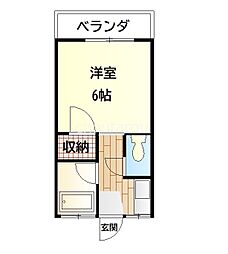 内田荘 1Kの間取図画像