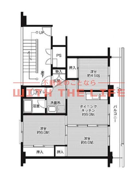 ビレッジハウス吉井II 1-404号｜福岡県うきは市吉井町(賃貸マンション3DK・4階・53.08㎡)の写真 その2