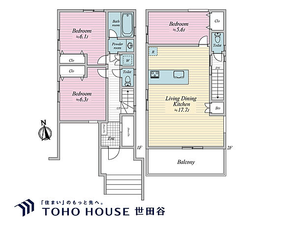 (B号棟)、土地面積85.38m2、建物面積94.12m2
