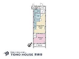 ウィスタリア元麻布 1LDKの間取図画像