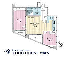 サンスタレ駒沢ファーストコート 2LDKの間取図画像