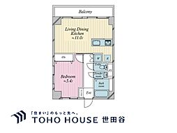 砧グリーンハイム 1LDKの間取図画像