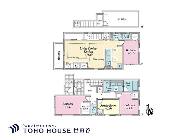 (1号棟)、3LDK+S、土地面積114.01m2、建物面積107.86m2