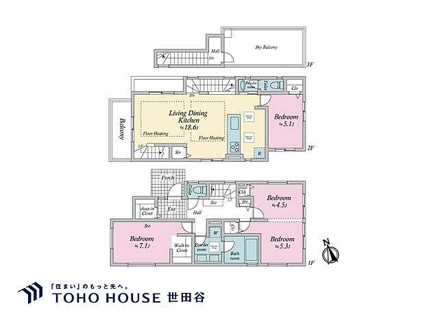 (2号棟)、土地面積114.07m2、建物面積105.79m2