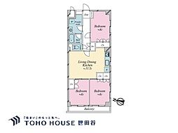 世田谷岡本サンハイツ 3LDKの間取図画像