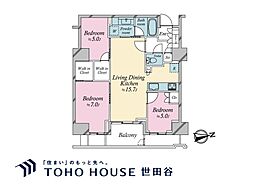 プラウドタワー芝浦 3LDKの間取図画像