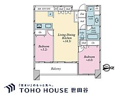 サンクタス森下 2LDKの間取図画像