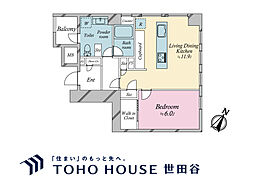 マジェスタワー六本木 1LDKの間取図画像
