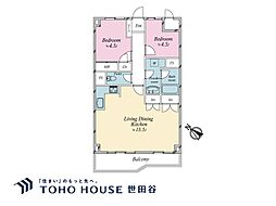 シーアイマンション駒場A棟 2LDKの間取図画像
