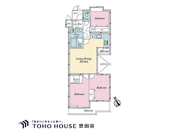 3LDK、専有面積61.21?、バルコニー面積8.57?