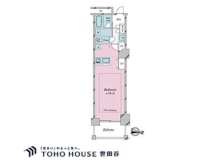 専有面積35.58?、バルコニー面積4?