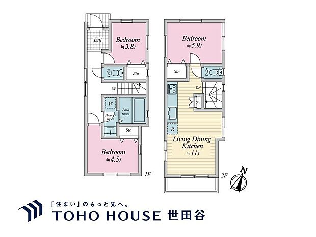 3LDK、土地面積58.42?、建物面積66.13?