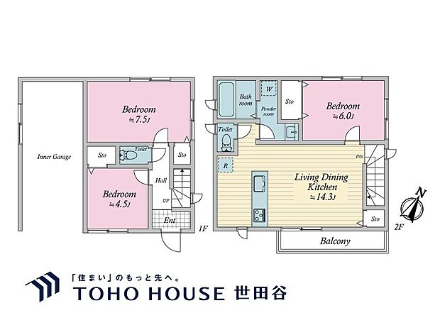 3LDK、土地面積77.95?、建物面積92.74?