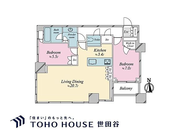 2LDK、専有面積82.17?
