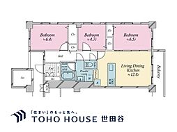 市ヶ谷薬王寺マンション 3LDKの間取図画像