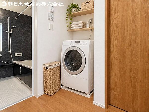 洗濯機置き場になります！（ランドリースペース）※本画像はCGで作成しており、実際の現地には家具・小物は置かれておりません。