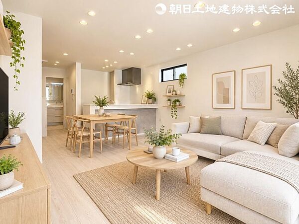 18.6帖の広々ＬＤＫ。ダイニングテーブルやソファーなどの家具もしっかりと配置できます！※本画像はCGで作成しており、実際の現地には家具は置かれておりません。また、価格に家具は含まれておりません。