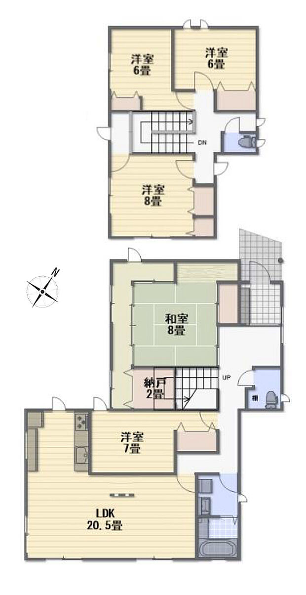 160.14ｍ2　5LDK＋Sの大型間取り　1階和室は客間としてGOOD