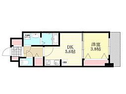 スプランディッド新大阪EAST 2階1DKの間取り