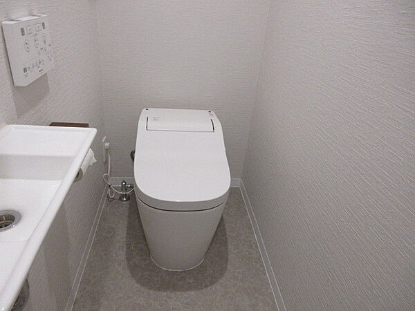 掃除のしやすいタンクレストイレです。