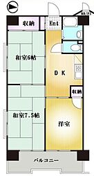 第2お花茶屋ダイヤモンドマンション 3DKの間取り