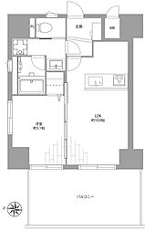 朝日シティパリオ三ノ輪 1LDKの間取り