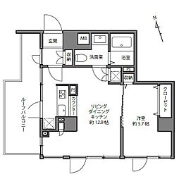 プレール・ドゥーク大崎 1LDKの間取図画像