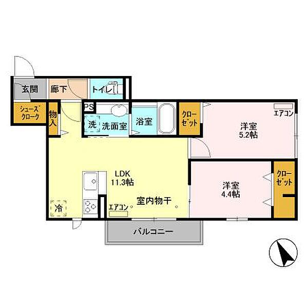 グランツ 302｜千葉県柏市大室1丁目(賃貸アパート2LDK・3階・49.32㎡)の写真 その2