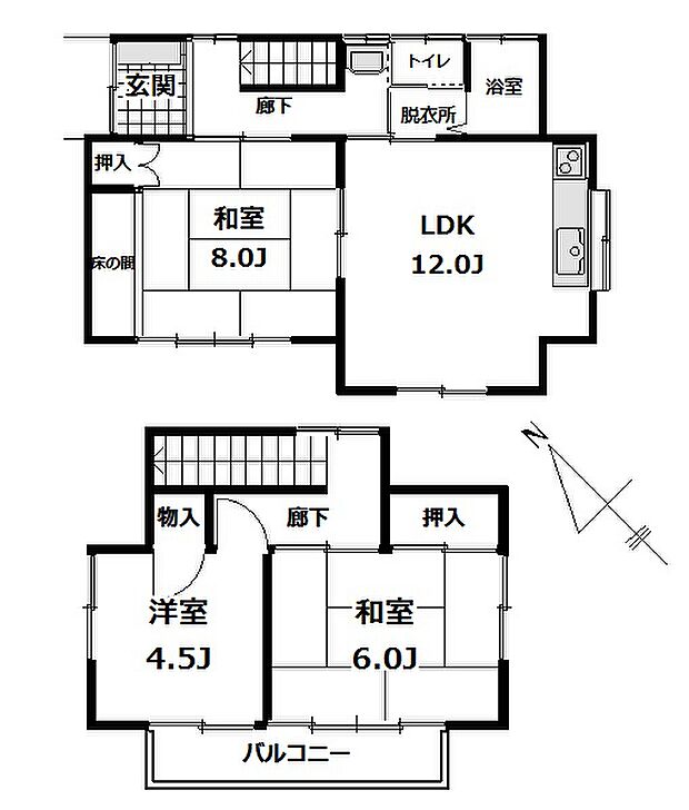 中古戸建　野田市岡田(3LDK)の間取り