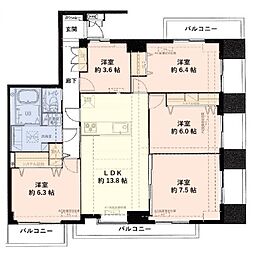 コスモ津田沼イーストコア 4SLDKの間取図画像
