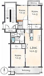 パイロットハウス新検見川 3LDKの間取図画像