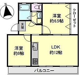 西小中台住宅29号棟 2LDKの間取図画像