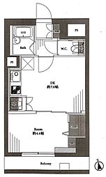 コンドミニアム千駄木 1DKの間取図画像
