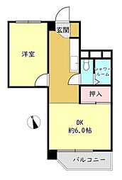 三田新中野コーポ 1DKの間取図画像