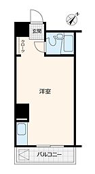 赤坂キャステール ワンルームの間取図画像