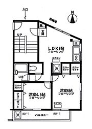 東新マンション 2LDKの間取図画像