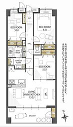 セレーノラ・ヴィータ幸町中央 3LDKの間取図画像