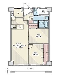 ライオンズマンション大和 2LDKの間取り