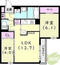 La maison青木町I 2LDKの間取図画像