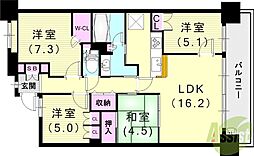 グリーンラグーナ甲子園A棟 2階4LDKの間取り