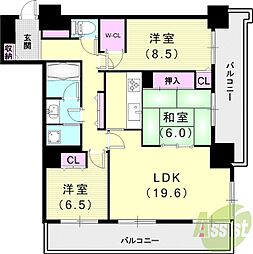 セントラルガーデンタワー 26階3LDKの間取り